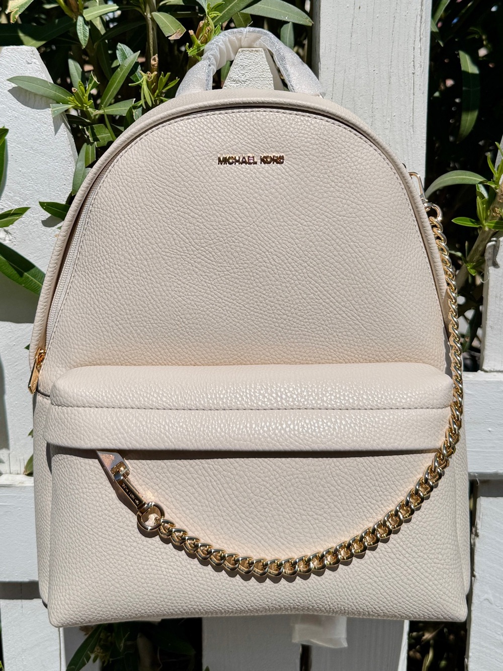 MICHAEL KORS Light Cream Slater Medium Leather Backpack NWT - Picture 3 of 4